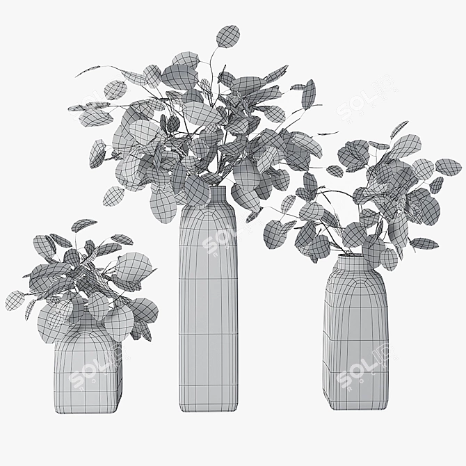 Silver Dollar Eucalyptus Vase 3D model image 5