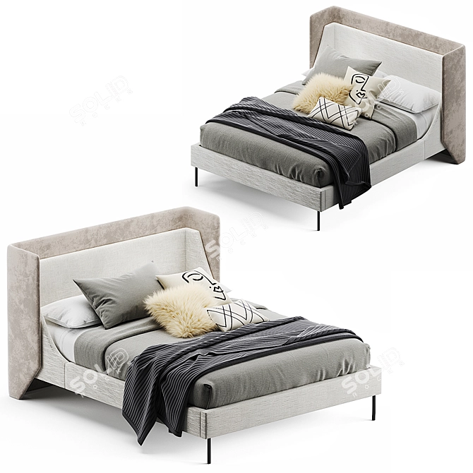 West Elm Thea Wing Bed: Modern, Stylish, and Comfortable 3D model image 1