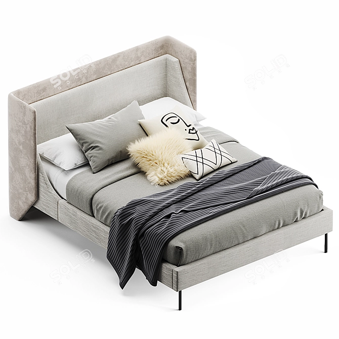 West Elm Thea Wing Bed: Modern, Stylish, and Comfortable 3D model image 2