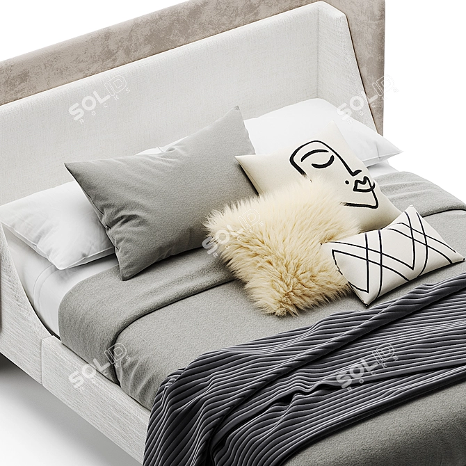 West Elm Thea Wing Bed: Modern, Stylish, and Comfortable 3D model image 3