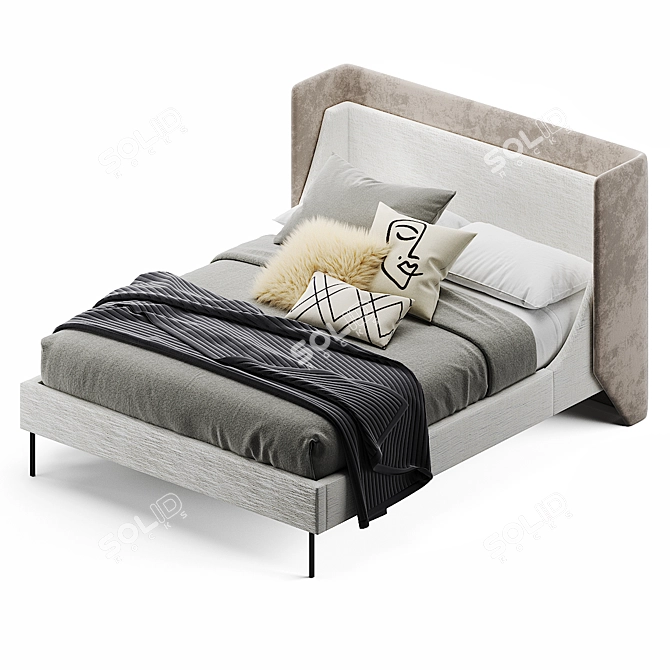 West Elm Thea Wing Bed: Modern, Stylish, and Comfortable 3D model image 4