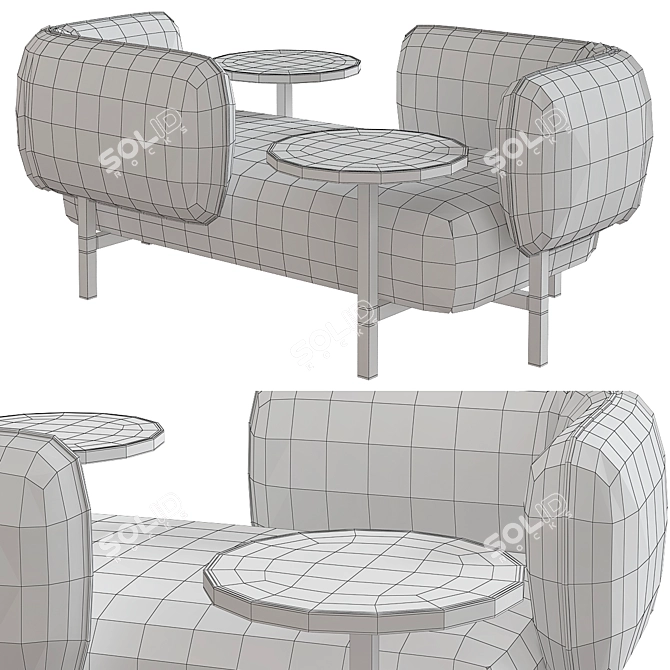 Modular Sofa Upholstered by Urquiola 3D model image 2