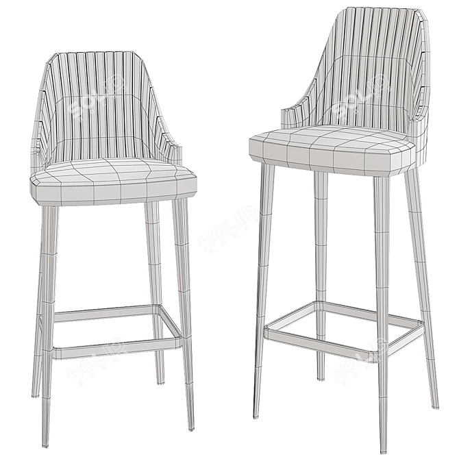 Sleek Break Barstool: Timeless & Modern 3D model image 2