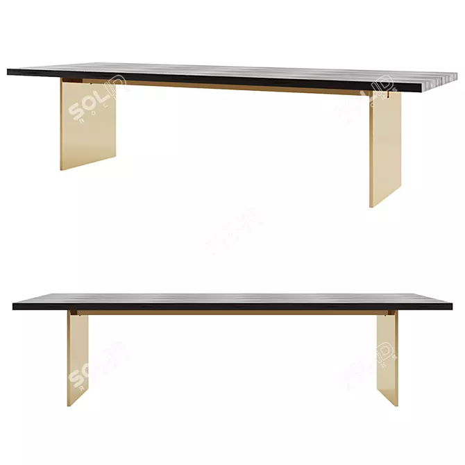 Sleek Oak Channel Table 3D model image 1