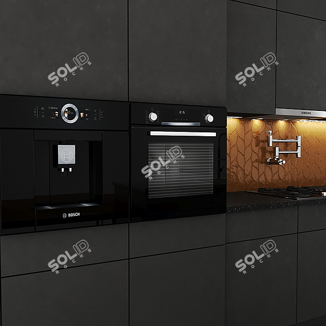 Modern Island Kitchen Set 3D model image 2