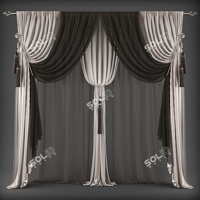 Elegant Polys Curtains 3D model image 1