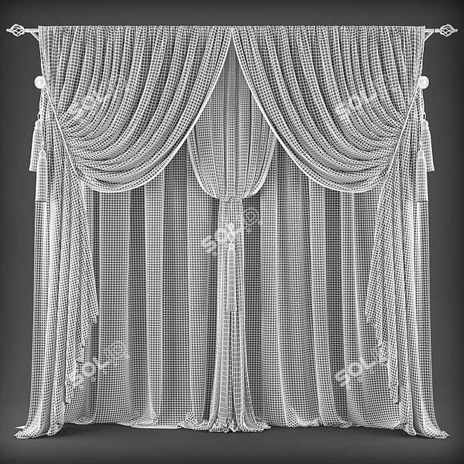 Elegant Polys Curtains 3D model image 2