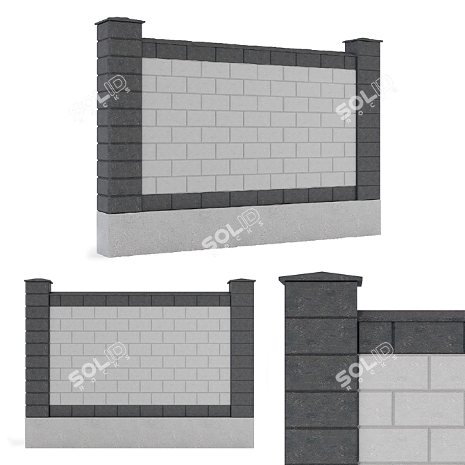 Sandblock Fence: Sturdy and Stylish Solution 3D model image 1