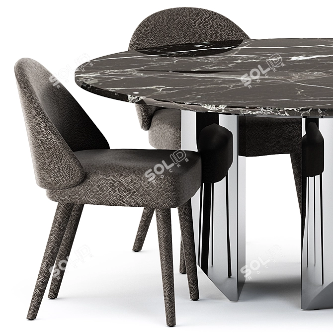 Elegant Lawson Dining Chair & Wedge Table Set 3D model image 2