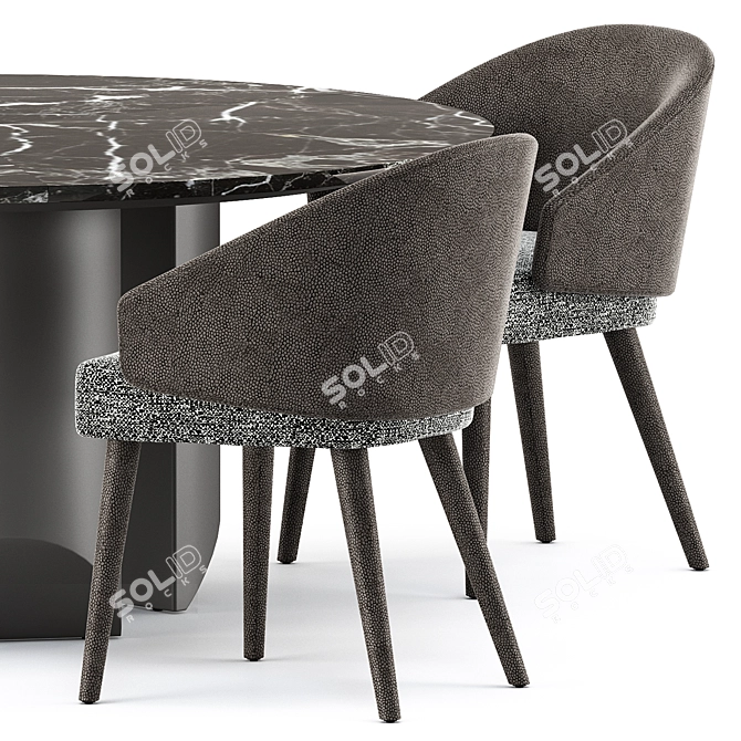 Elegant Lawson Dining Chair & Wedge Table Set 3D model image 3