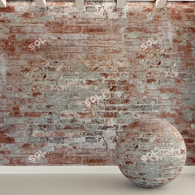 Vintage Brick Wall Texture 3D model image 1