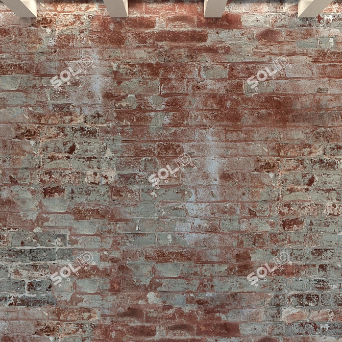 Vintage Brick Wall Texture 3D model image 2