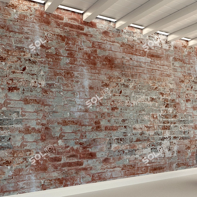 Vintage Brick Wall Texture 3D model image 3