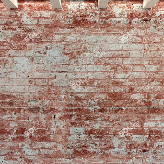Vintage Brick Wall Texture 3D model image 2