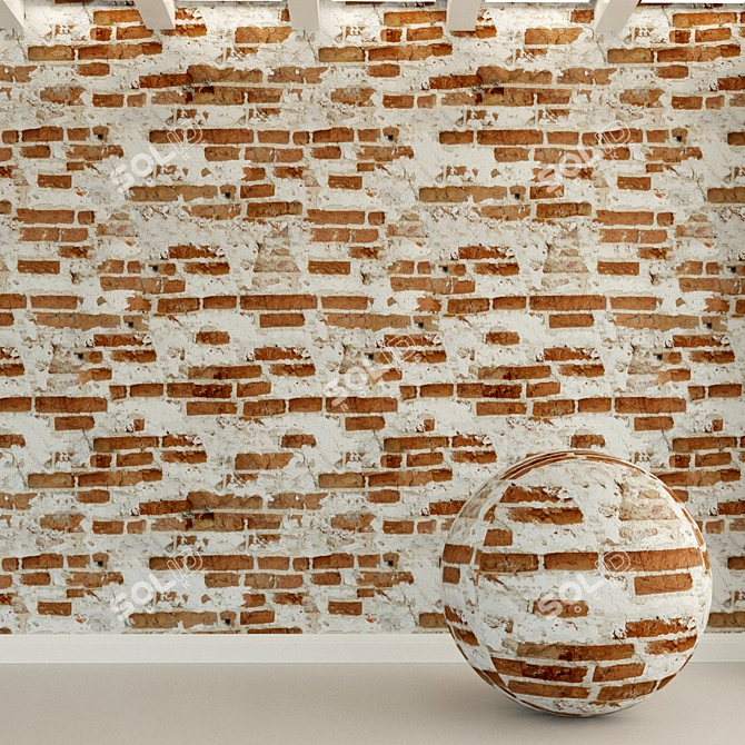 Vintage Brick Wall Texture 3D model image 1