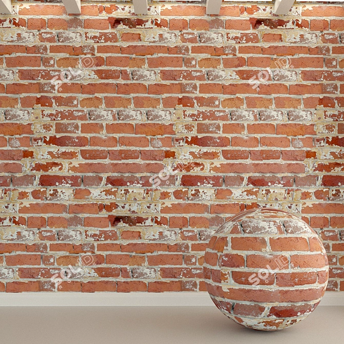 Vintage Brick Wall Texture 3D model image 1