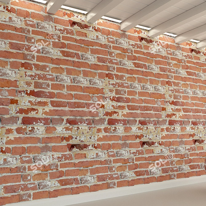 Vintage Brick Wall Texture 3D model image 3