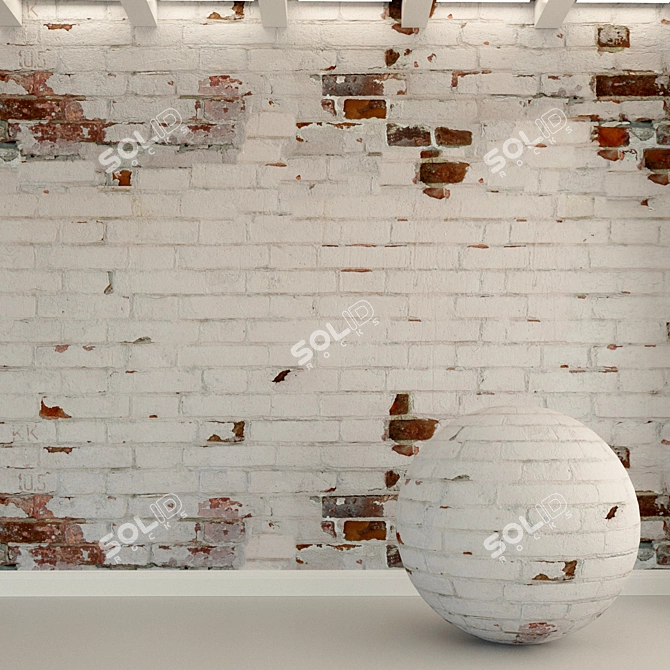 Vintage Brick Wall Texture 3D model image 1