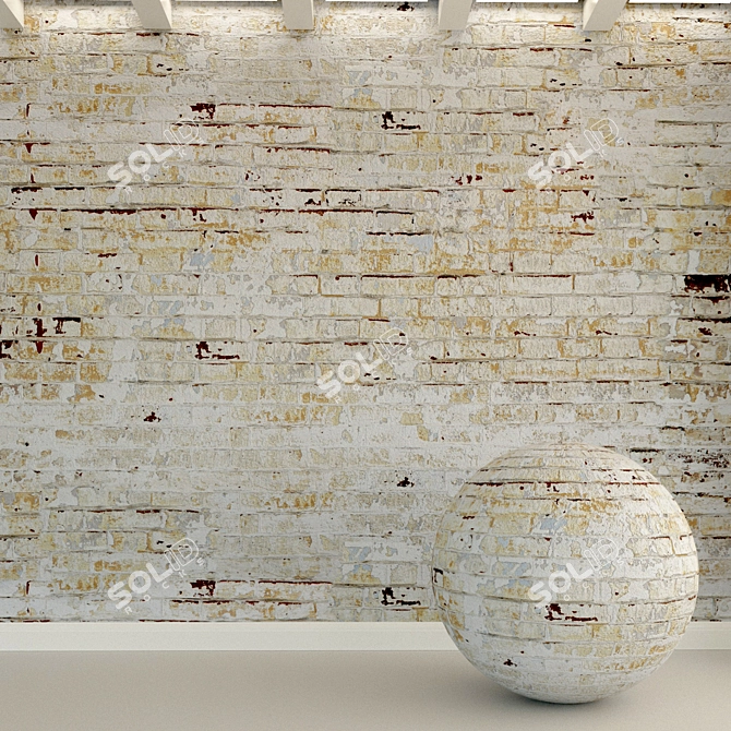 Vintage Brick Wall Texture 3D model image 1