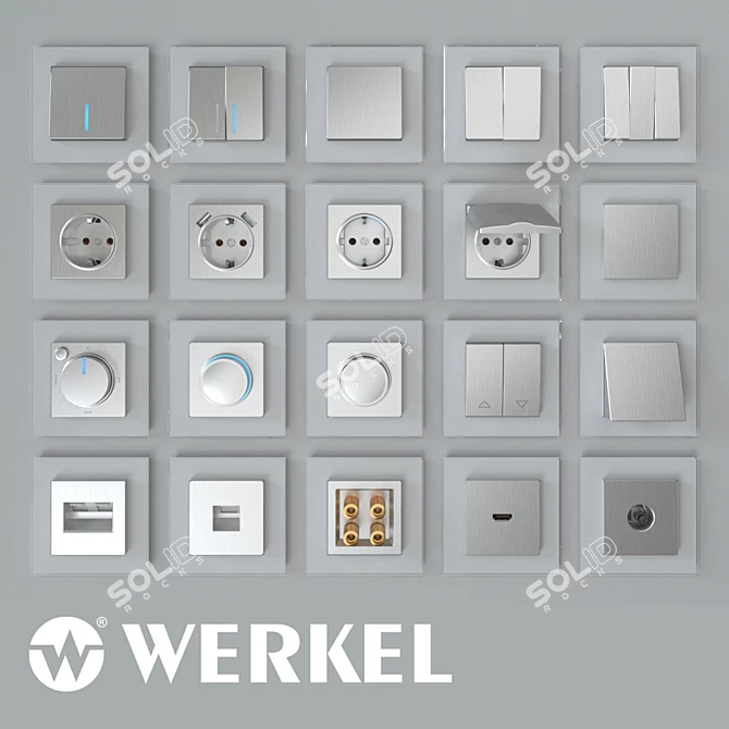 Werkel Silver Corrugated Electrical Accessories 3D model image 1