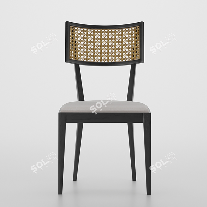 Natural Elegance Woven Cane Chair 3D model image 1