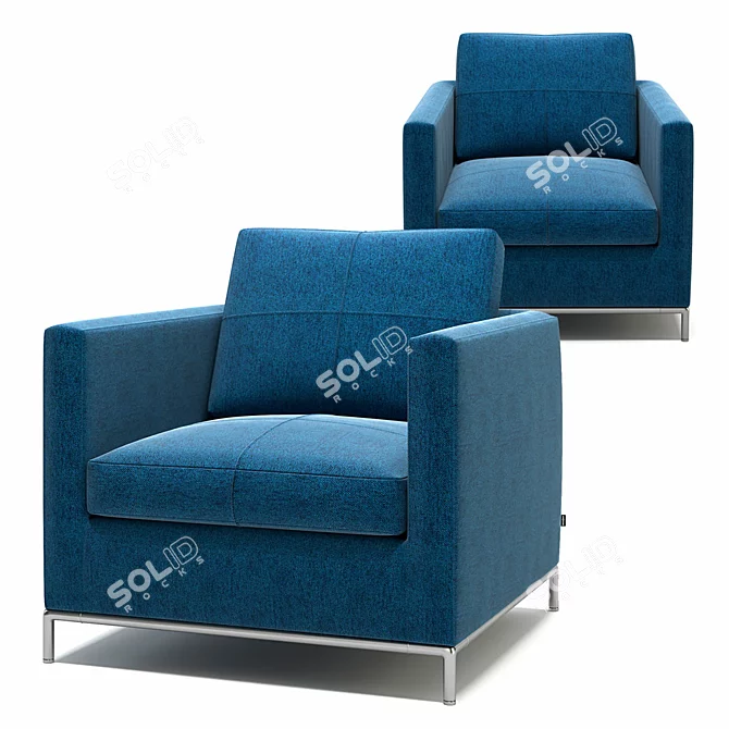 Modern Istanbul Armchair with Stainless Steel Base 3D model image 2