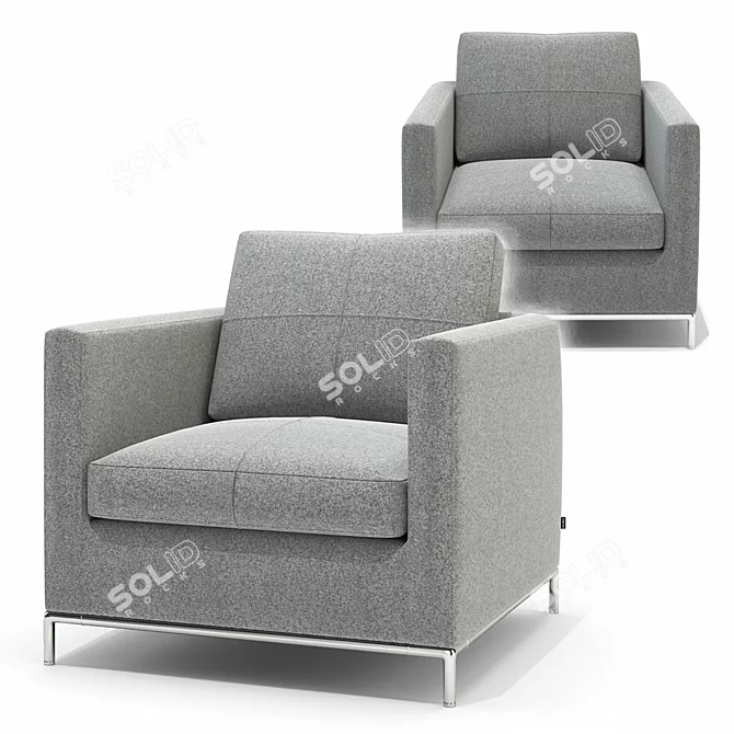 Modern Istanbul Armchair with Stainless Steel Base 3D model image 3