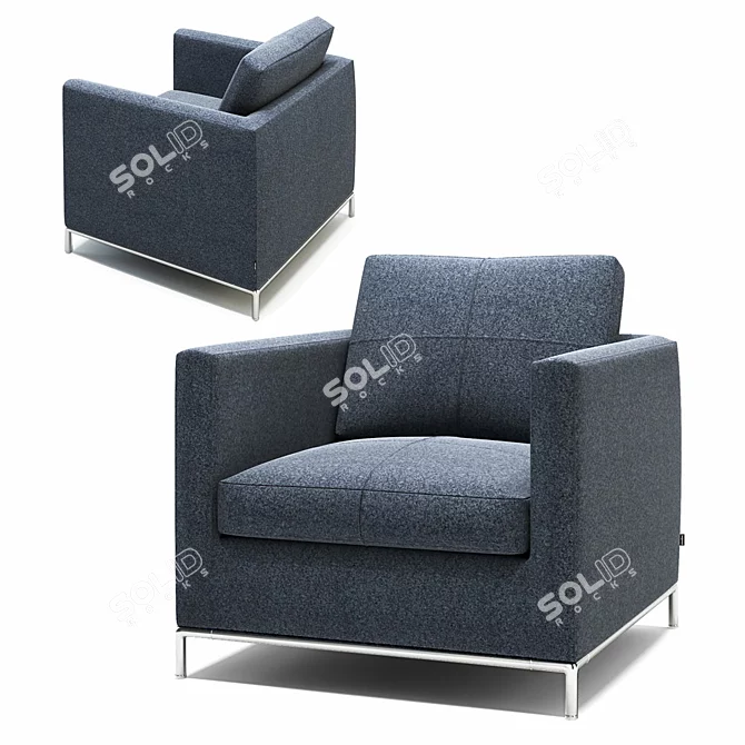 Modern Istanbul Armchair with Stainless Steel Base 3D model image 4