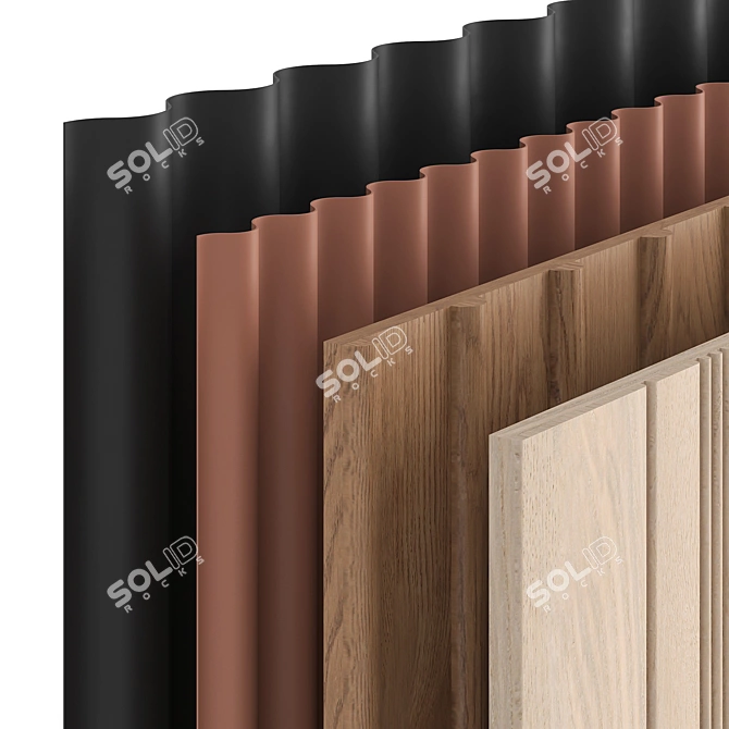 Seamless Wood Panel Set - High Resolution Oak Texture - 3D Model 3D model image 1
