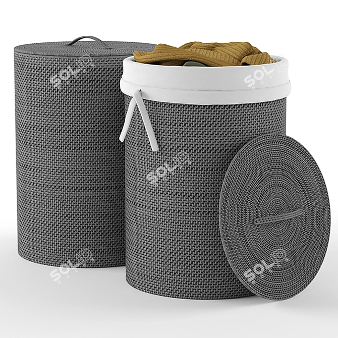 Sleek Modern Laundry Storage 3D model image 1