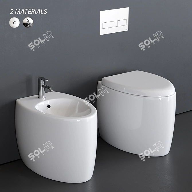 Moai Ceramic WC & Bidet 3D model image 4