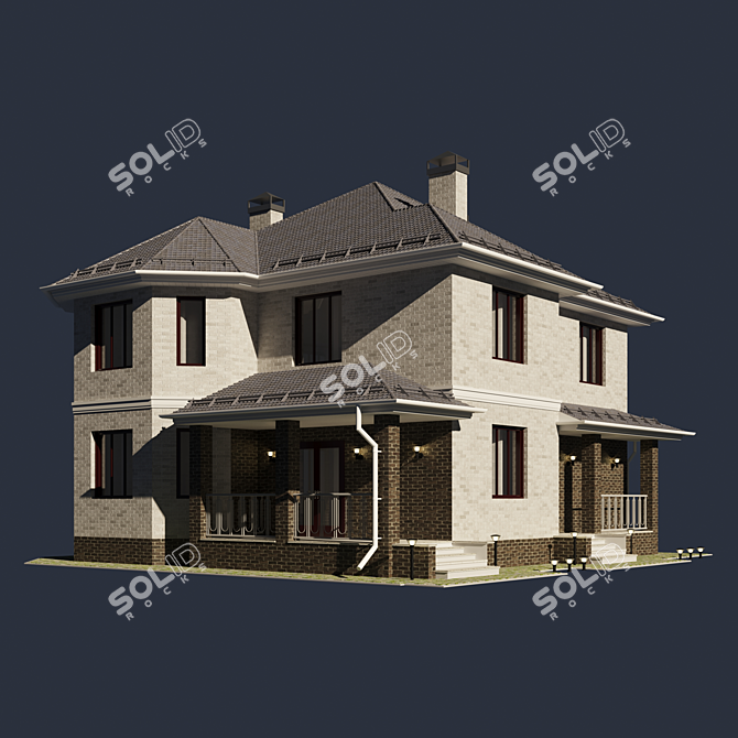 Brick Cottage: Two Floors 3D model image 1