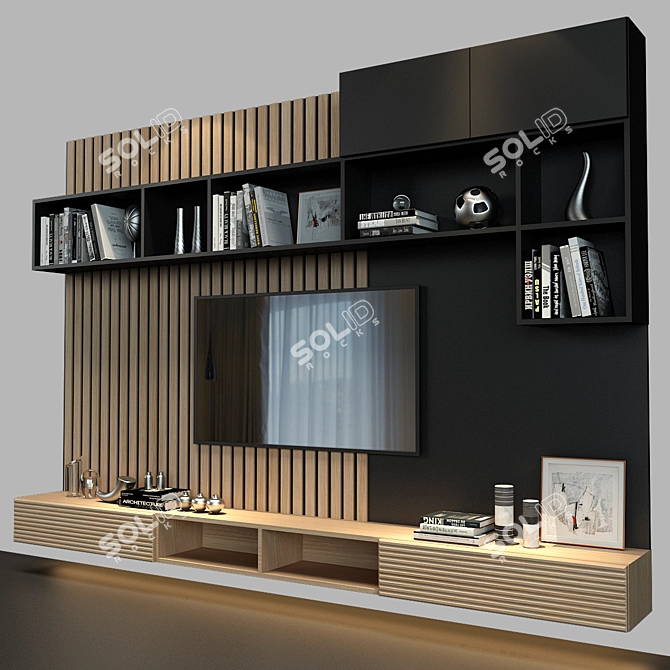 Versatile TV Wall | Customizable Décor 3D model image 3