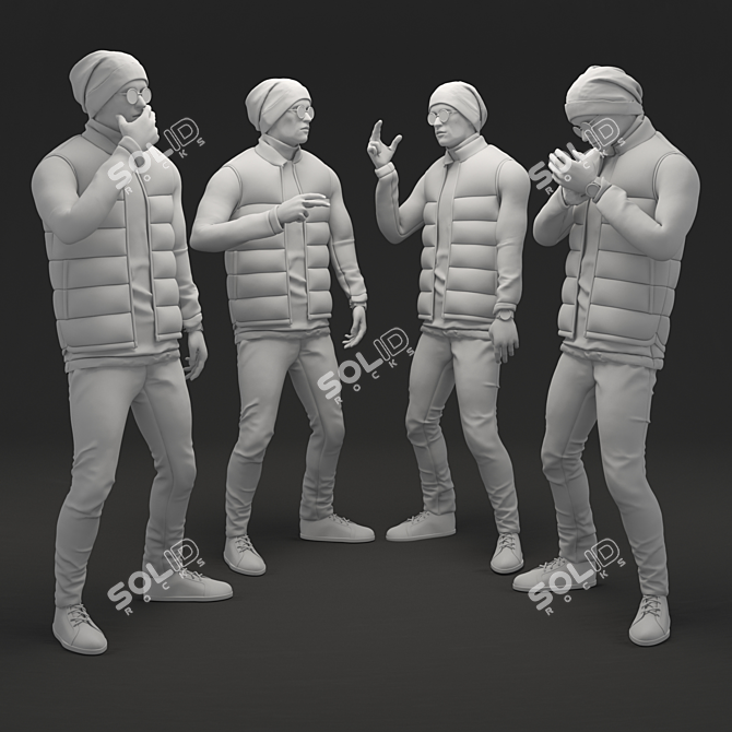 Versatile Male Model - 2 Smoking Poses 3D model image 2