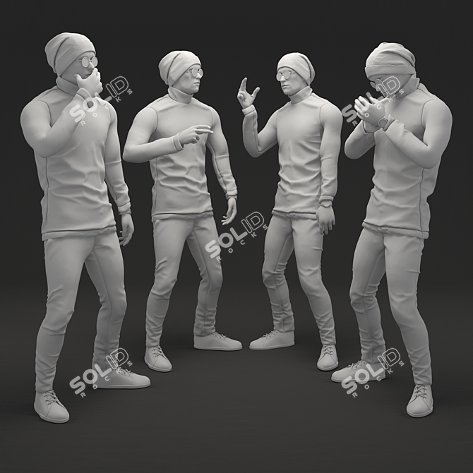 Versatile Male Model - 2 Smoking Poses 3D model image 3