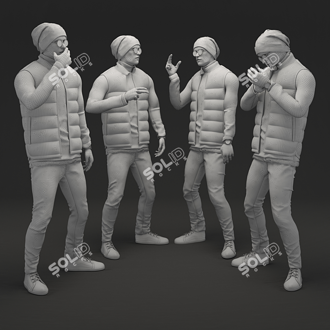 Versatile Male Model - 2 Smoking Poses 3D model image 4