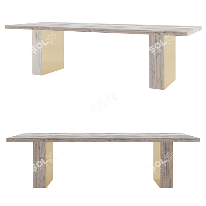 Gage Oak & Metal Dining Table 3D model image 1