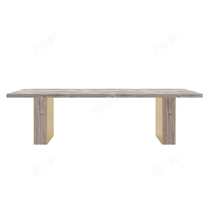 Gage Oak & Metal Dining Table 3D model image 2