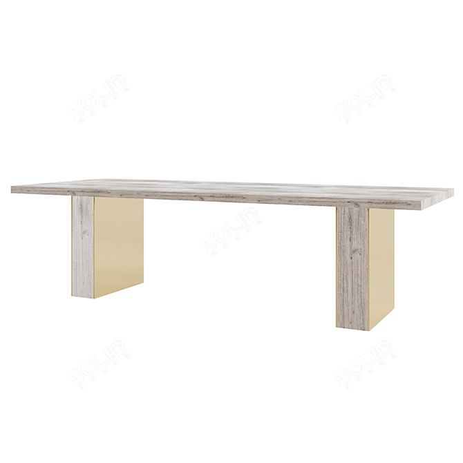 Gage Oak & Metal Dining Table 3D model image 3