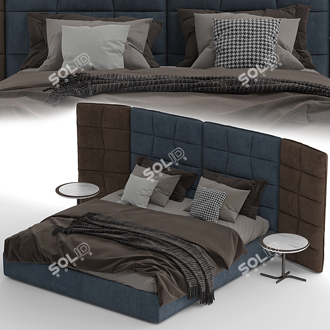 Adam Modern Italian Leather Bed 3D model image 1