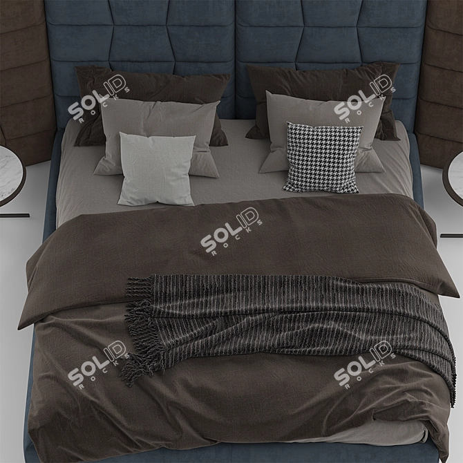 Adam Modern Italian Leather Bed 3D model image 2