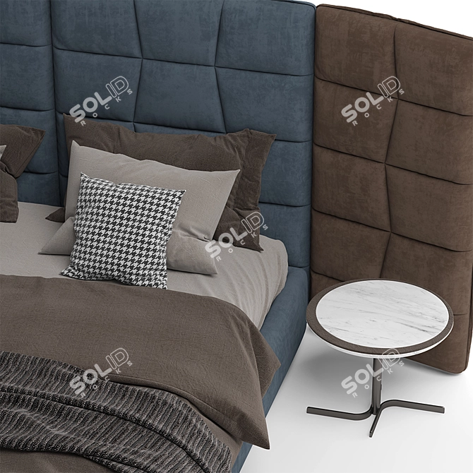 Adam Modern Italian Leather Bed 3D model image 4