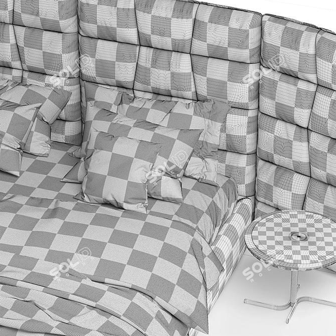 Adam Modern Italian Leather Bed 3D model image 5