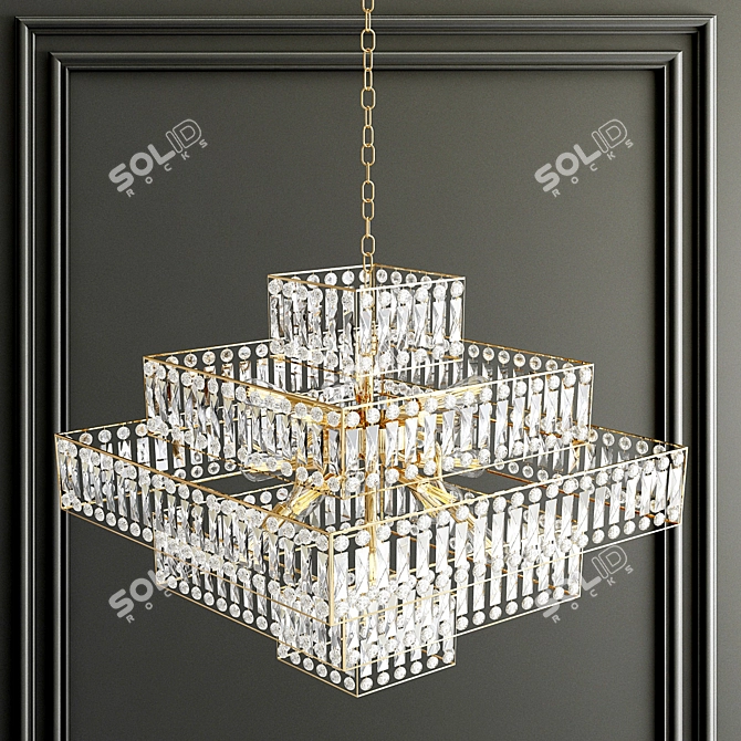 Golden Crystal Pendant Light 3D model image 3