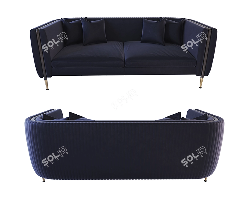 Sleek Velvet Sofa 3D model image 1