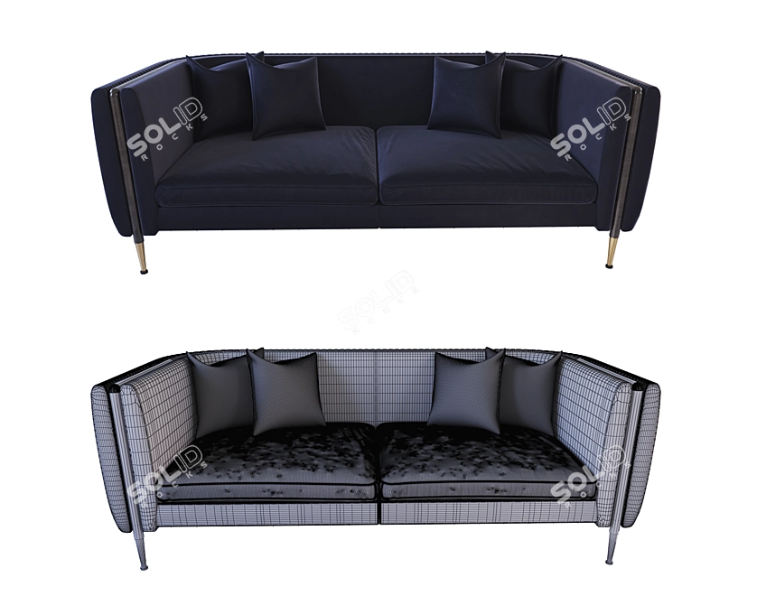 Sleek Velvet Sofa 3D model image 2