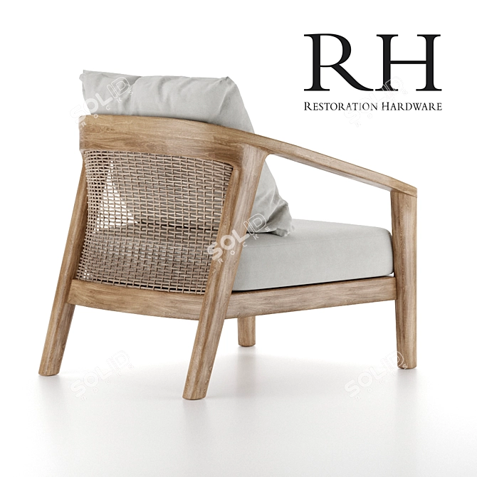 Sophisticated Teak Lounge Chair 3D model image 2