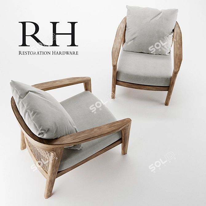 Sophisticated Teak Lounge Chair 3D model image 3