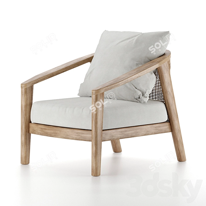 Sophisticated Teak Lounge Chair 3D model image 4