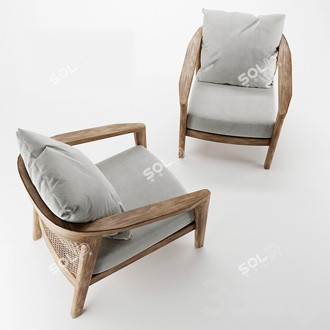 Sophisticated Teak Lounge Chair 3D model image 6